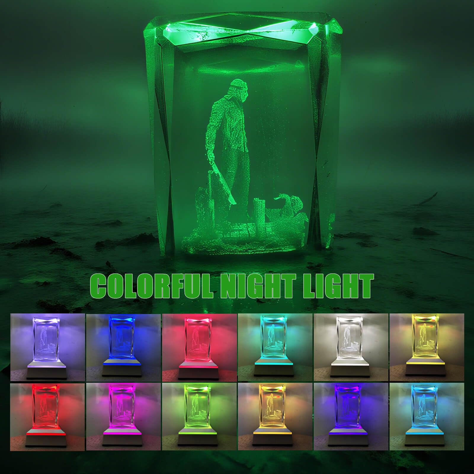POCOSER Horror 3D Crystal Lamp LED ambience emits eerie colors for Halloween decor
