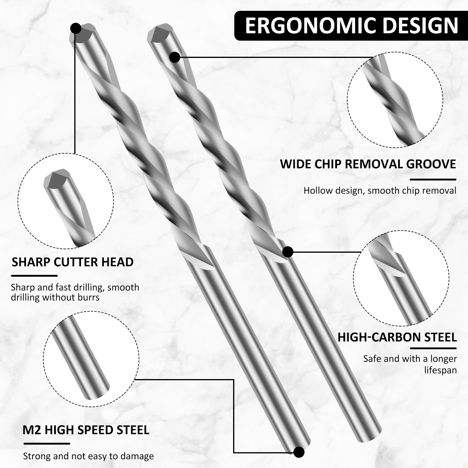 PoDhey drywall bit highlights M2 high speed steel for durability.
