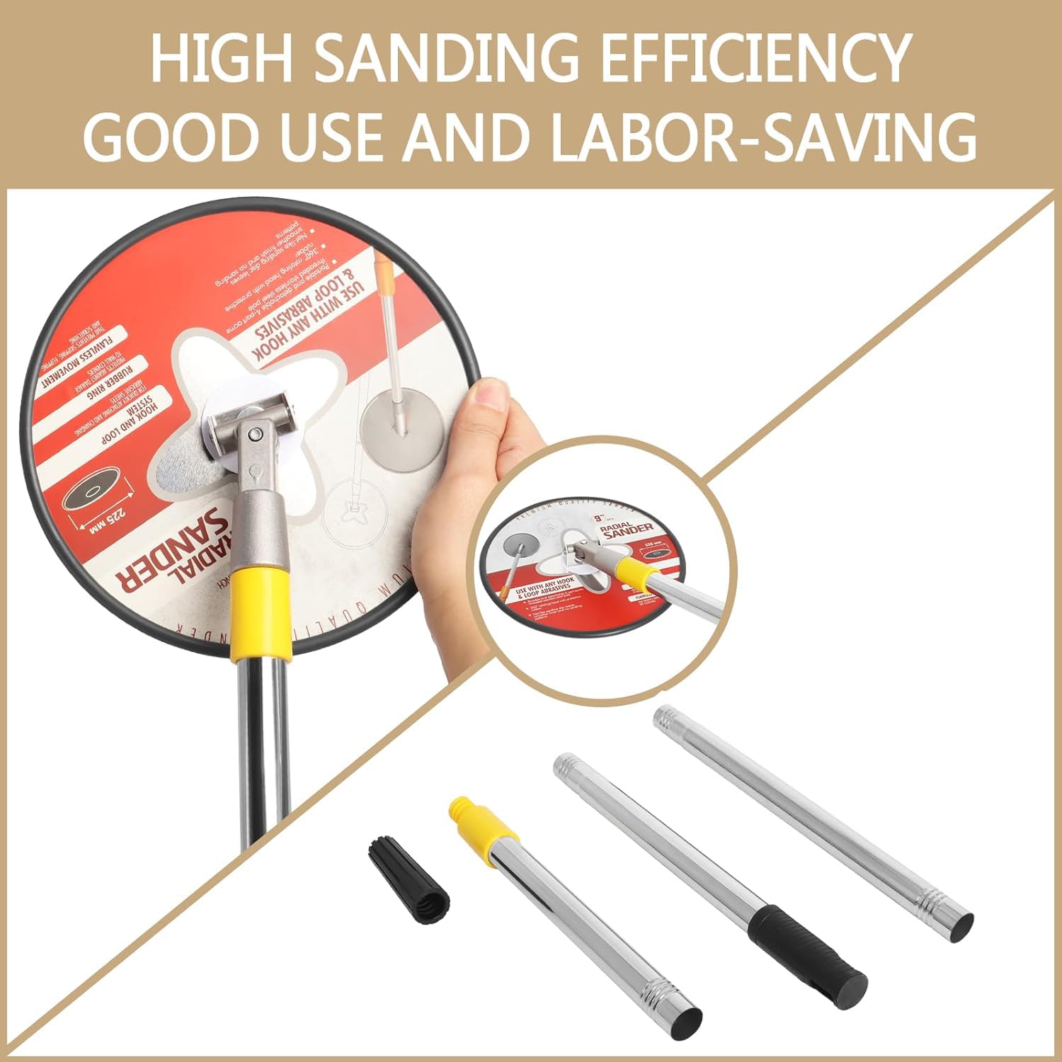 Podoy kit includes discs and extension pole for ready use.
