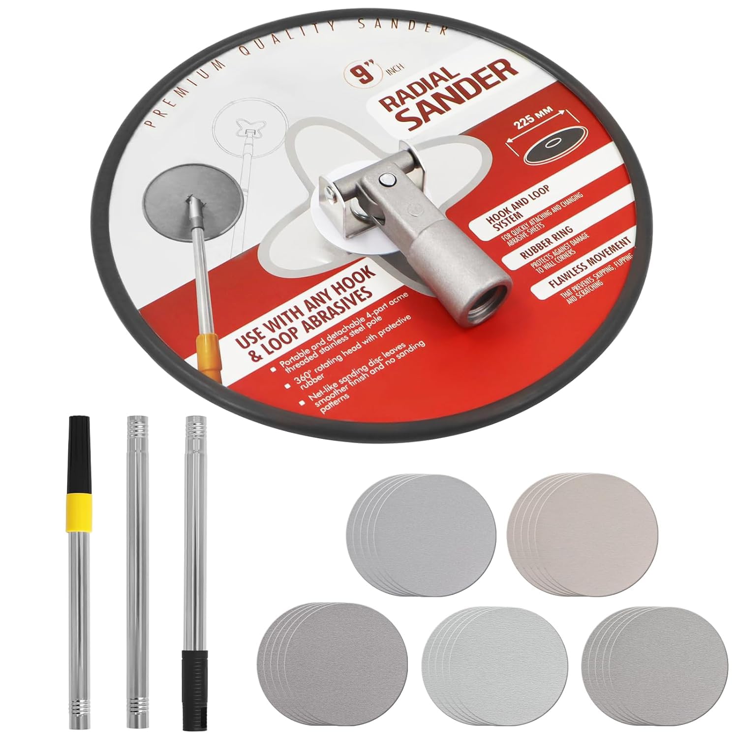 Podoy pole sander with 9-inch 360° head for efficient drywall prep.