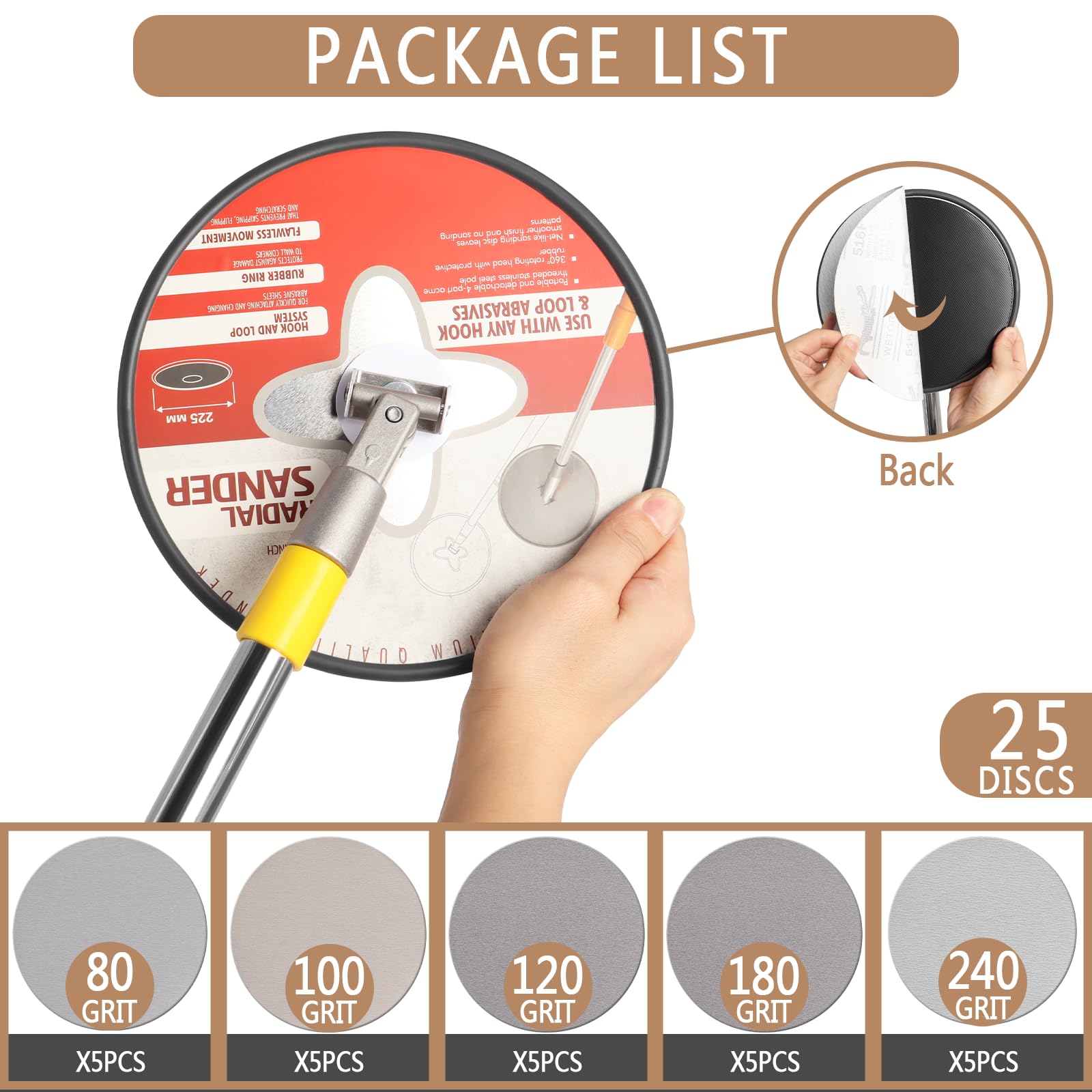 Podoy soft pad and rubber ring protect edges during sanding.