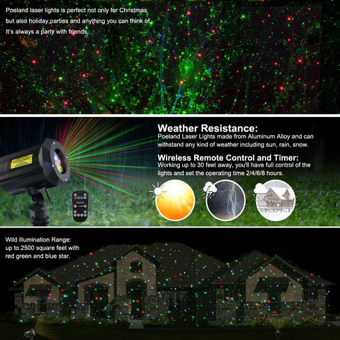 Poeland outdoor laser projector covers wide areas for parties and gatherings.