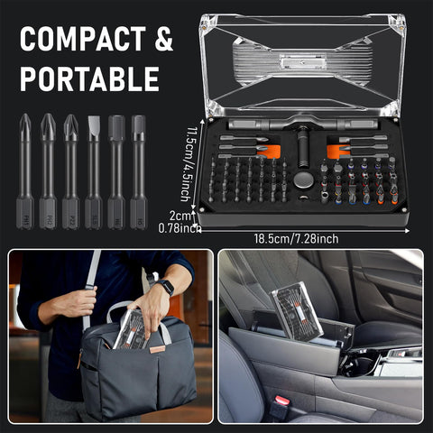 Pofaueo ratchet screwdriver set compact storage design fits in pockets or tool drawers
