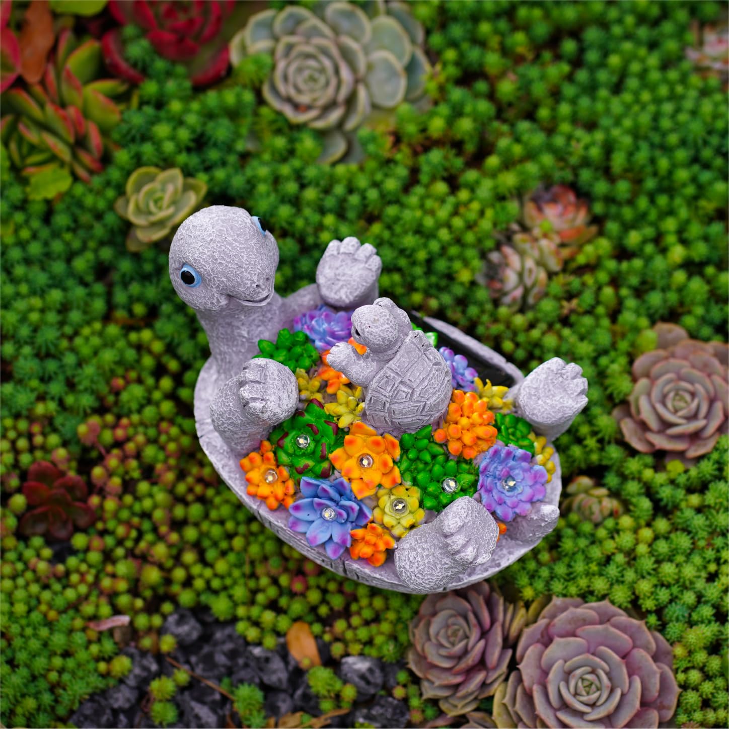 Pohabery Christmas gift turtle statue adds festive outdoor charm.