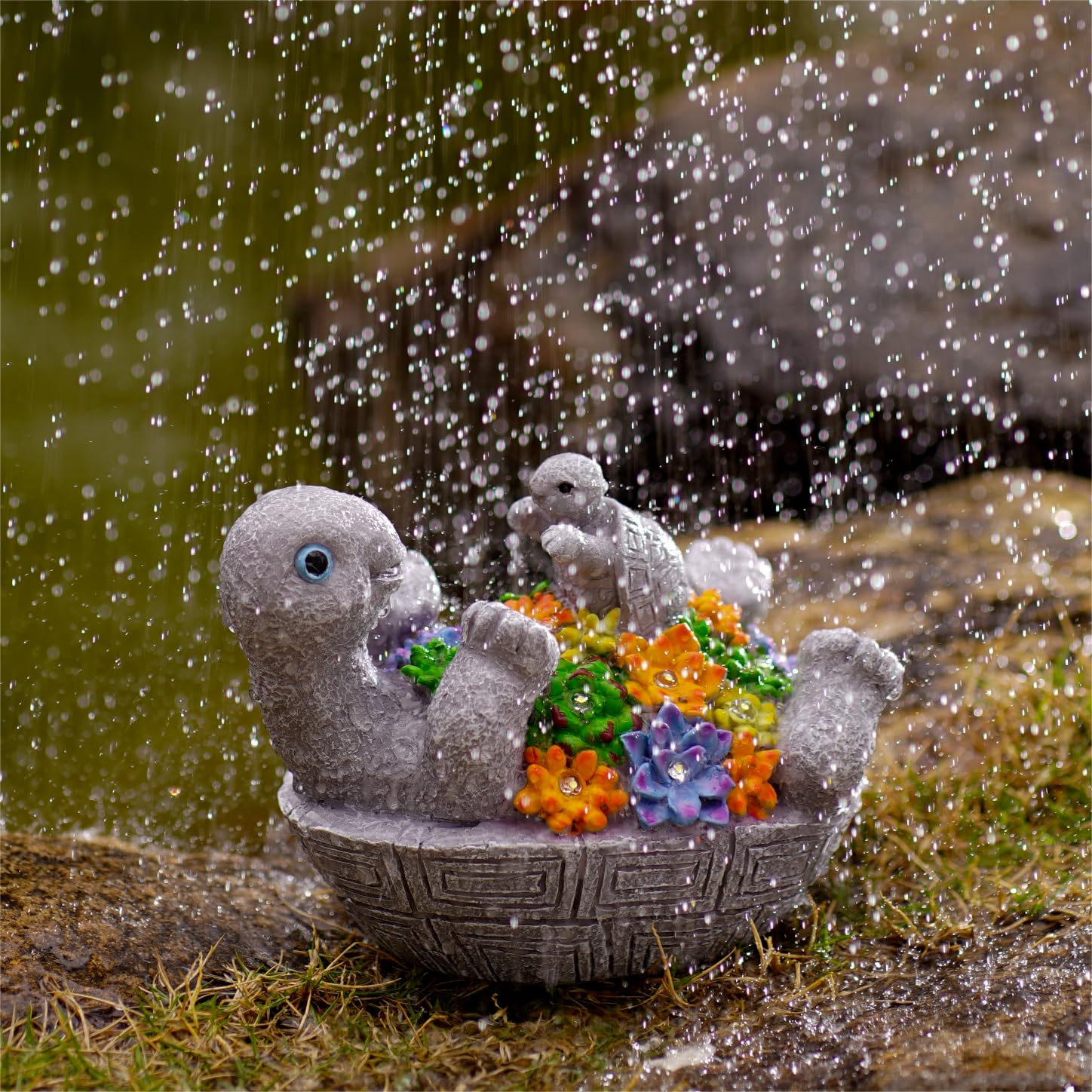 Pohabery easy-install turtle statue requires no wiring or batteries.