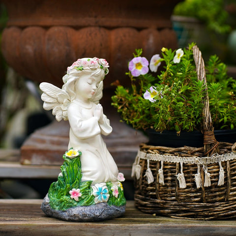 Pohabery garden angel figure for outdoor display offering durable weatherproof performance.