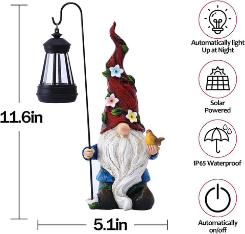 Pohabery garden gnome decor adding warm glow to the porch