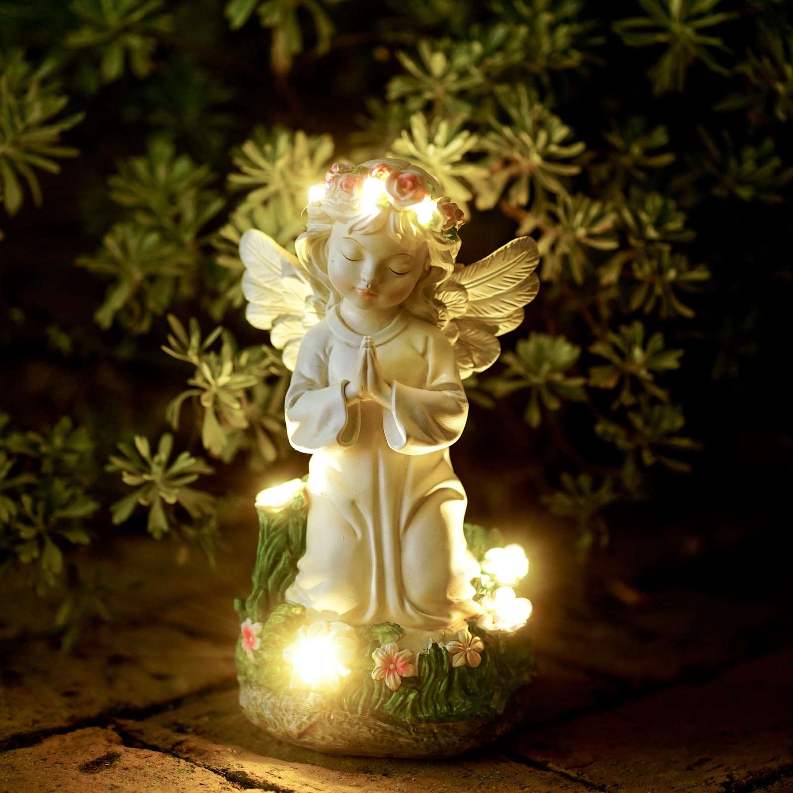 Pohabery solar angel statue for yard decor with daytime charm and nighttime glow.