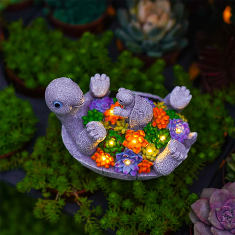 Pohabery sun-powered garden light creates warm evening ambiance.