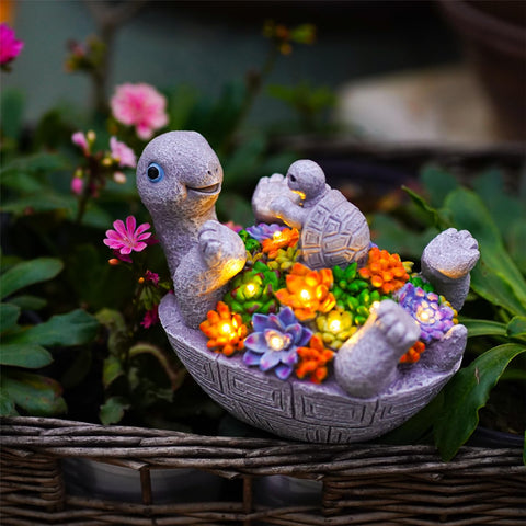 Pohabery weatherproof resin turtle decor endures rain and sun seasons.