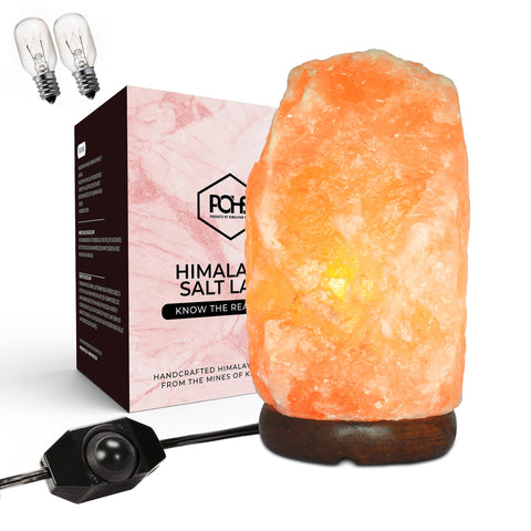 POHS Himalayan salt lamp tall 10-12 inches glows with warm, calming ambiance.