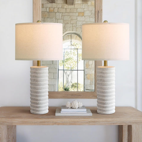 PoKat 27-inch stone-like ceramic lamp base adds rustic charm to living room