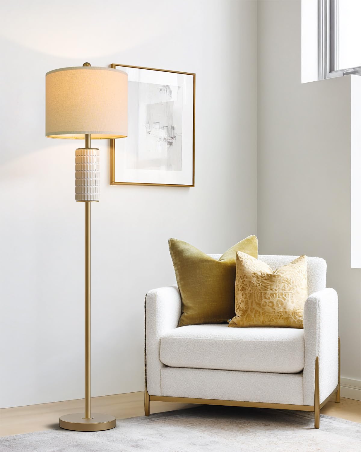 Pokat antique gold ceramic floor lamp base provides a stable foundation for living rooms.