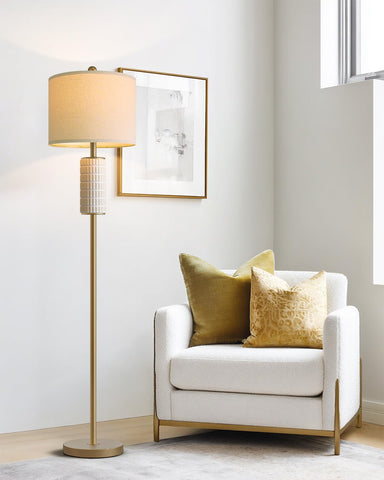 Pokat antique gold ceramic floor lamp base provides a stable foundation for living rooms.