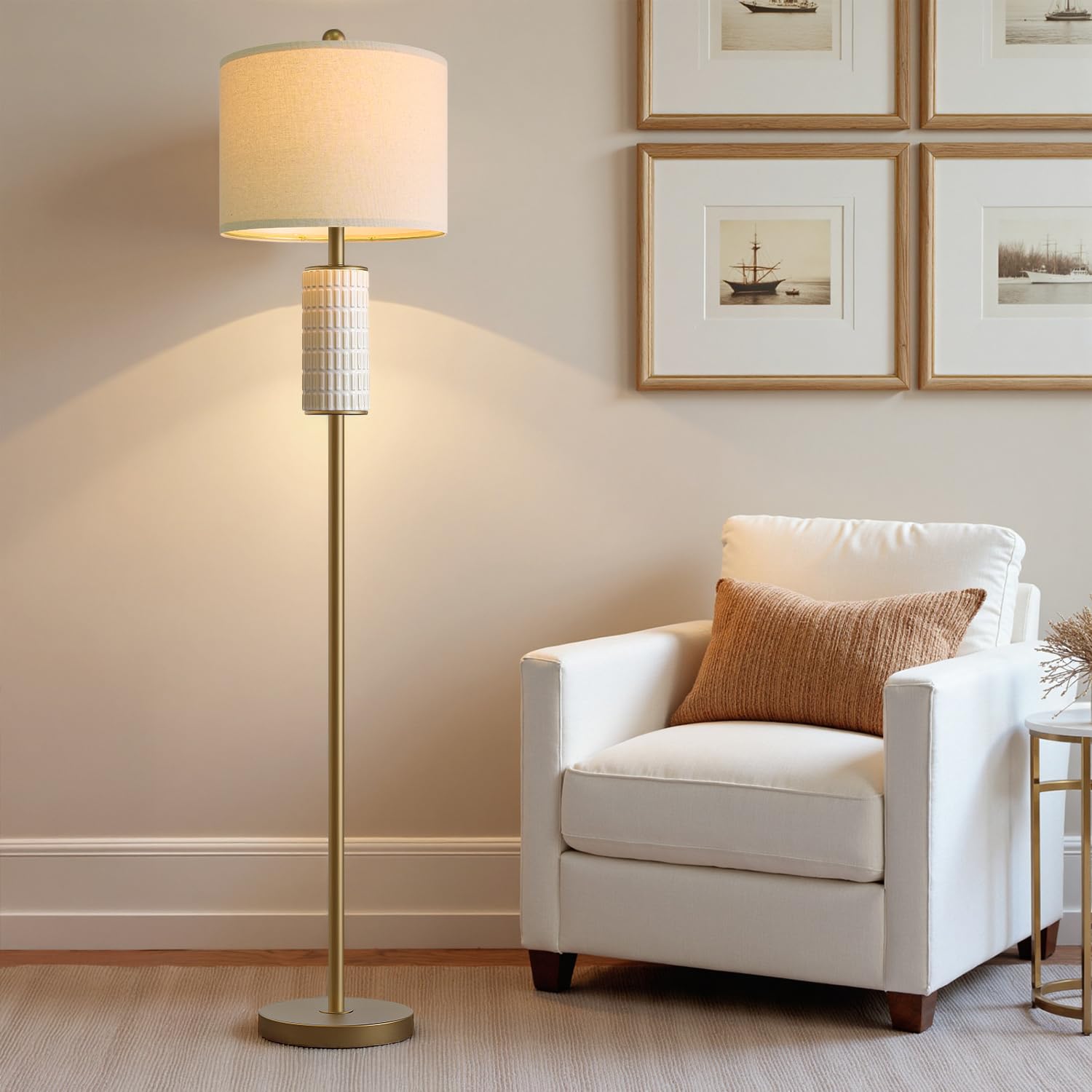 Pokat linen shade softens illumination for cozy bedrooms and lounges.