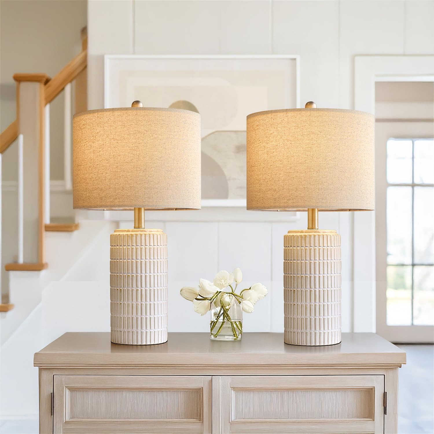 PoKat farmhouse modern design complements decor while providing reliable nightstand lighting.