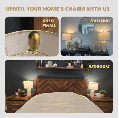 PoKat ceramic table lamp shade attachment shows easy setup for bedrooms