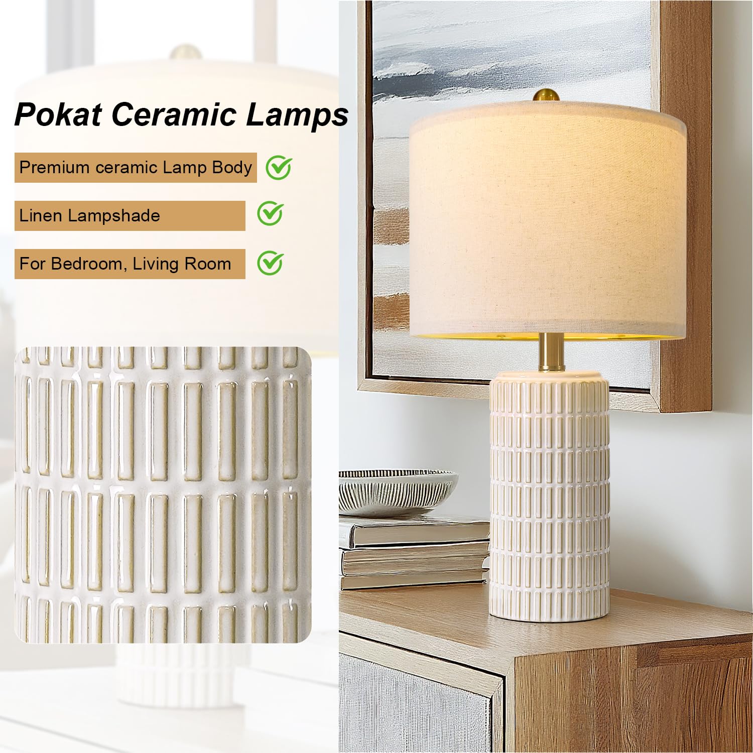 PoKat end-table living room setup demonstrates versatile placement and soft lighting