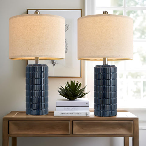 PoKat blue lamp front view for versatile home decor