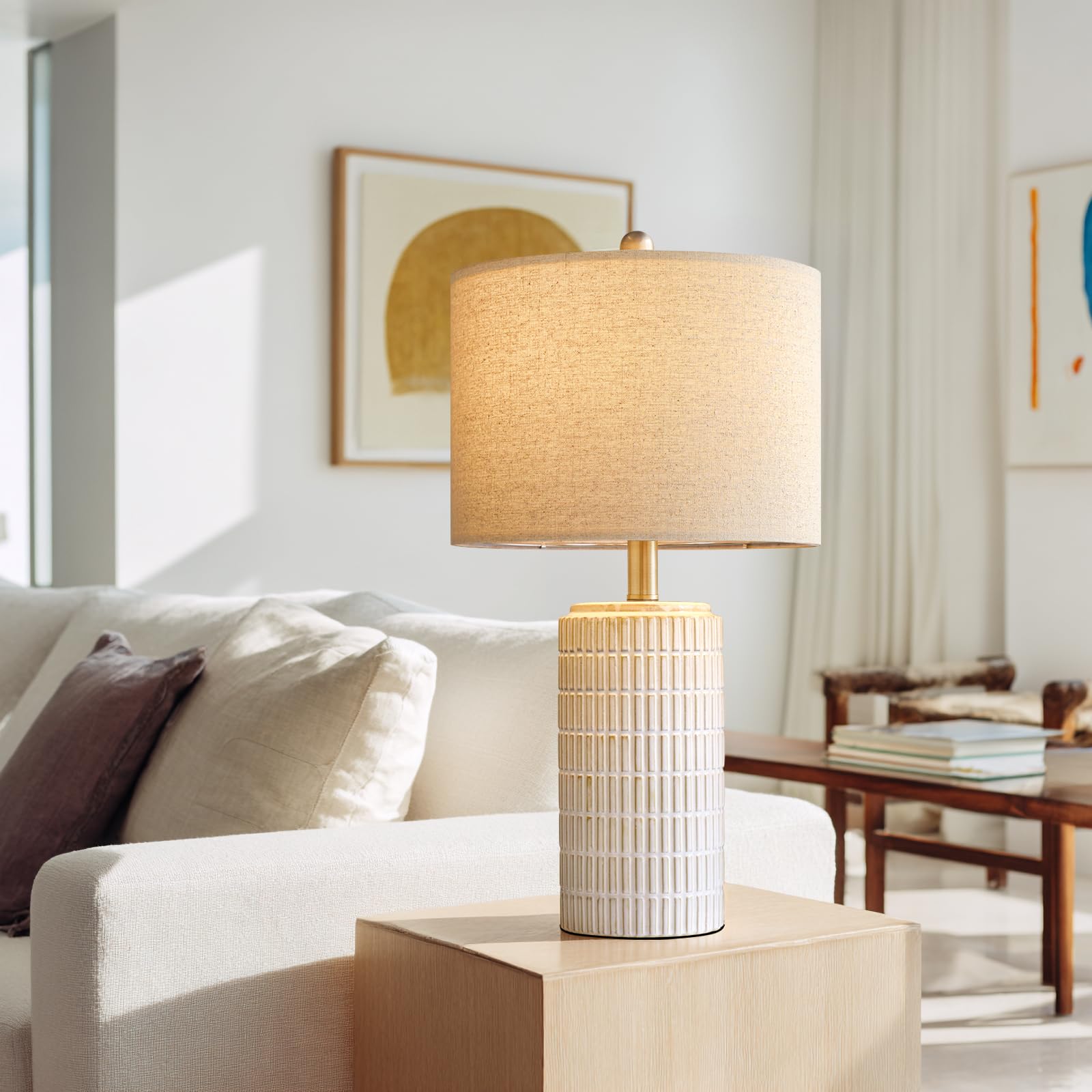 PoKat living room end table lamps with durable ceramic construction and timeless style.
