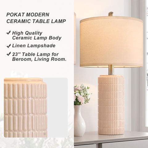 Pokat pink Sakura design lamp adds soft ambient glow to living room.