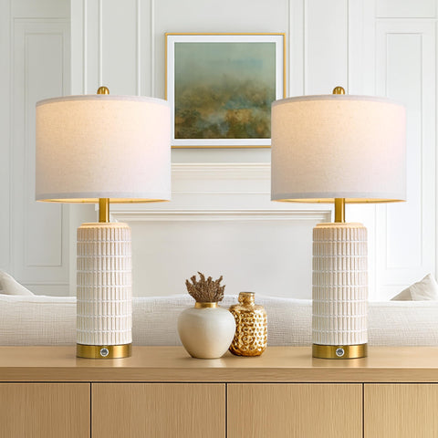 PoKat Touch modern ceramic lamp silhouette blending with farmhouse and contemporary interiors.