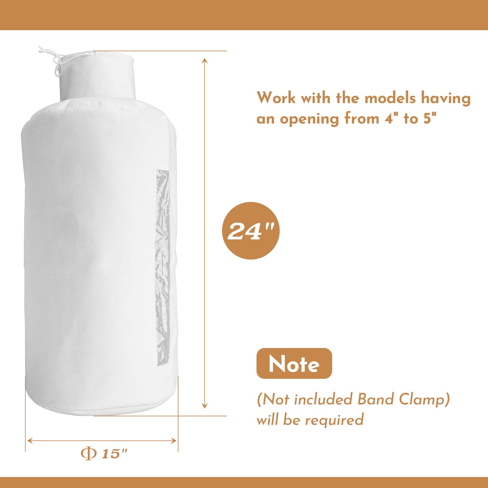 Pokin 1-micron dust bag with 14-inch diameter traps fine particles for cleaner shop air.