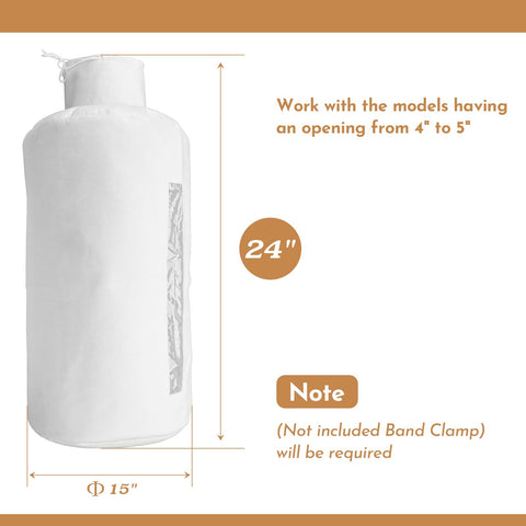 Pokin 1-micron dust bag with 14-inch diameter traps fine particles for cleaner shop air.