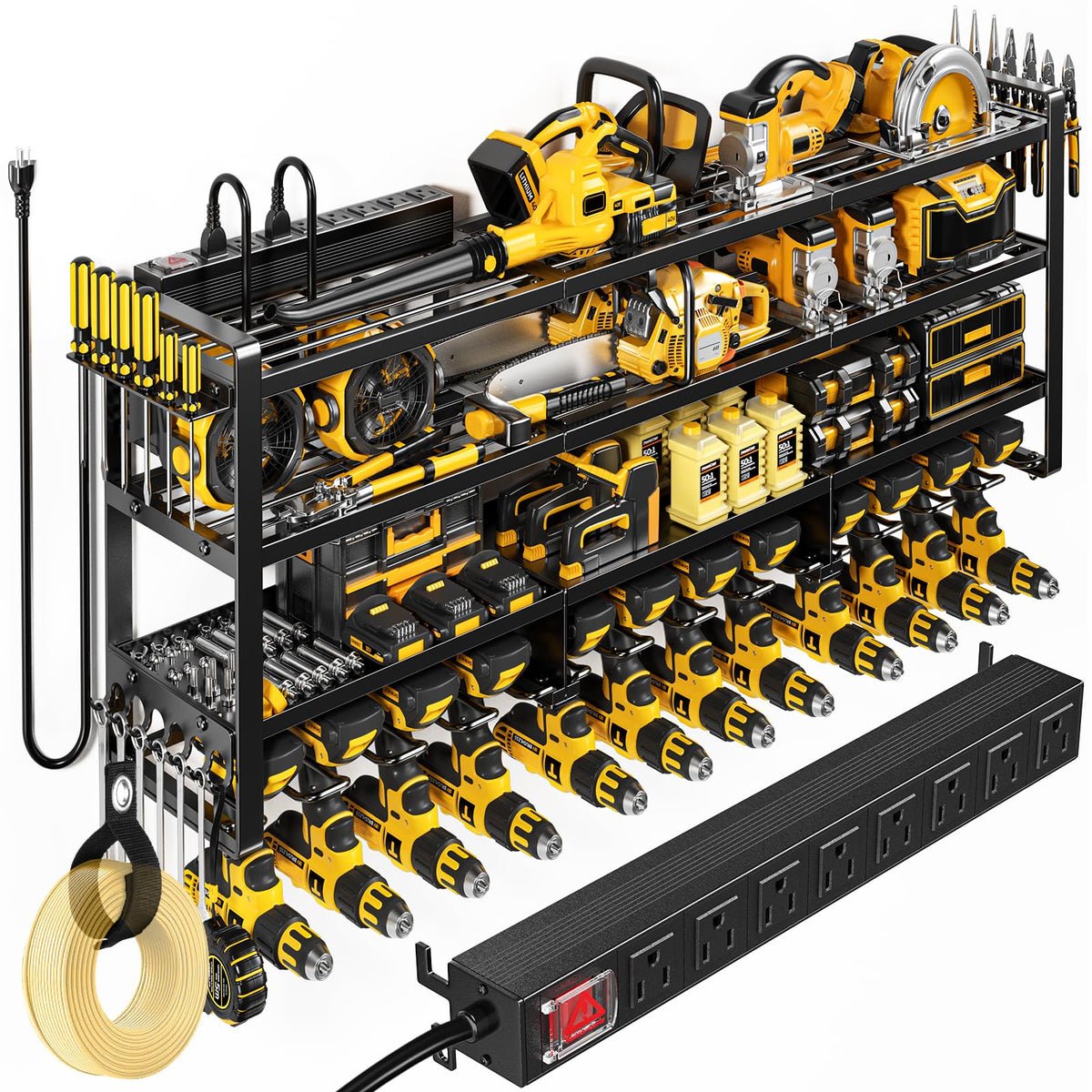POKIPO 49.5-inch wall-mount tool organizer showing broad storage capacity for a clutter-free garage