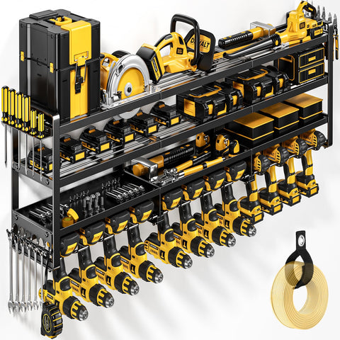 POKIPO 49inch wall-mount tool organizer front view with ample four-layer storage for easy access.