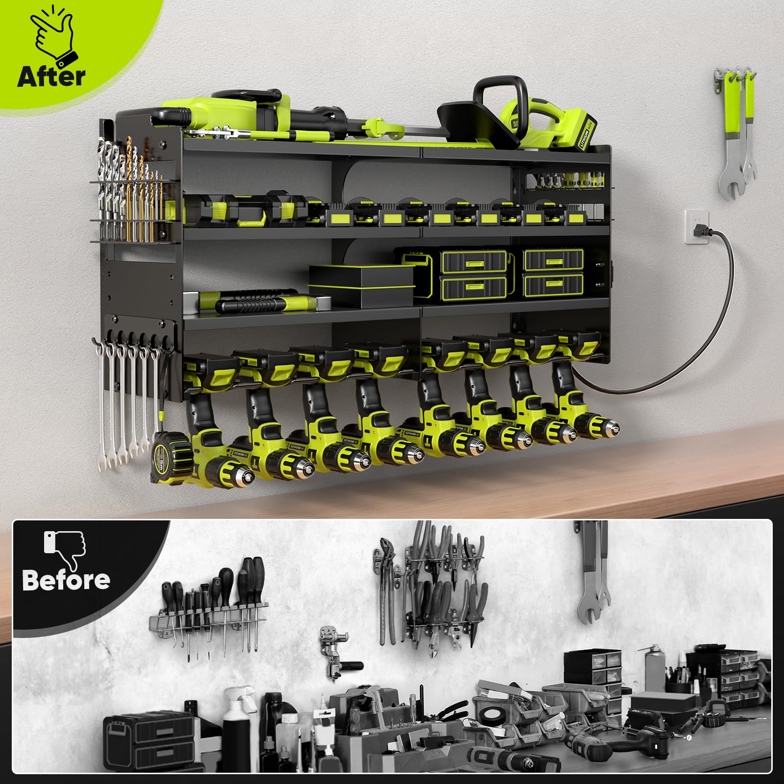 POKIPO quick-install wall mount works with wood, concrete, and pegboards.