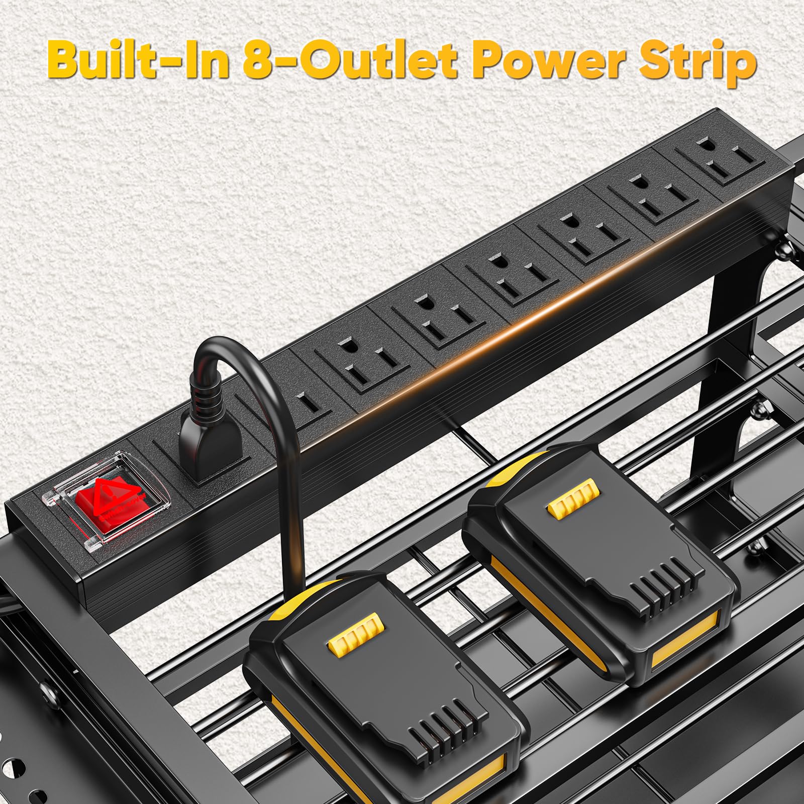 POKIPO heavy-duty 4-tier tool shelf designed for durable garage organization