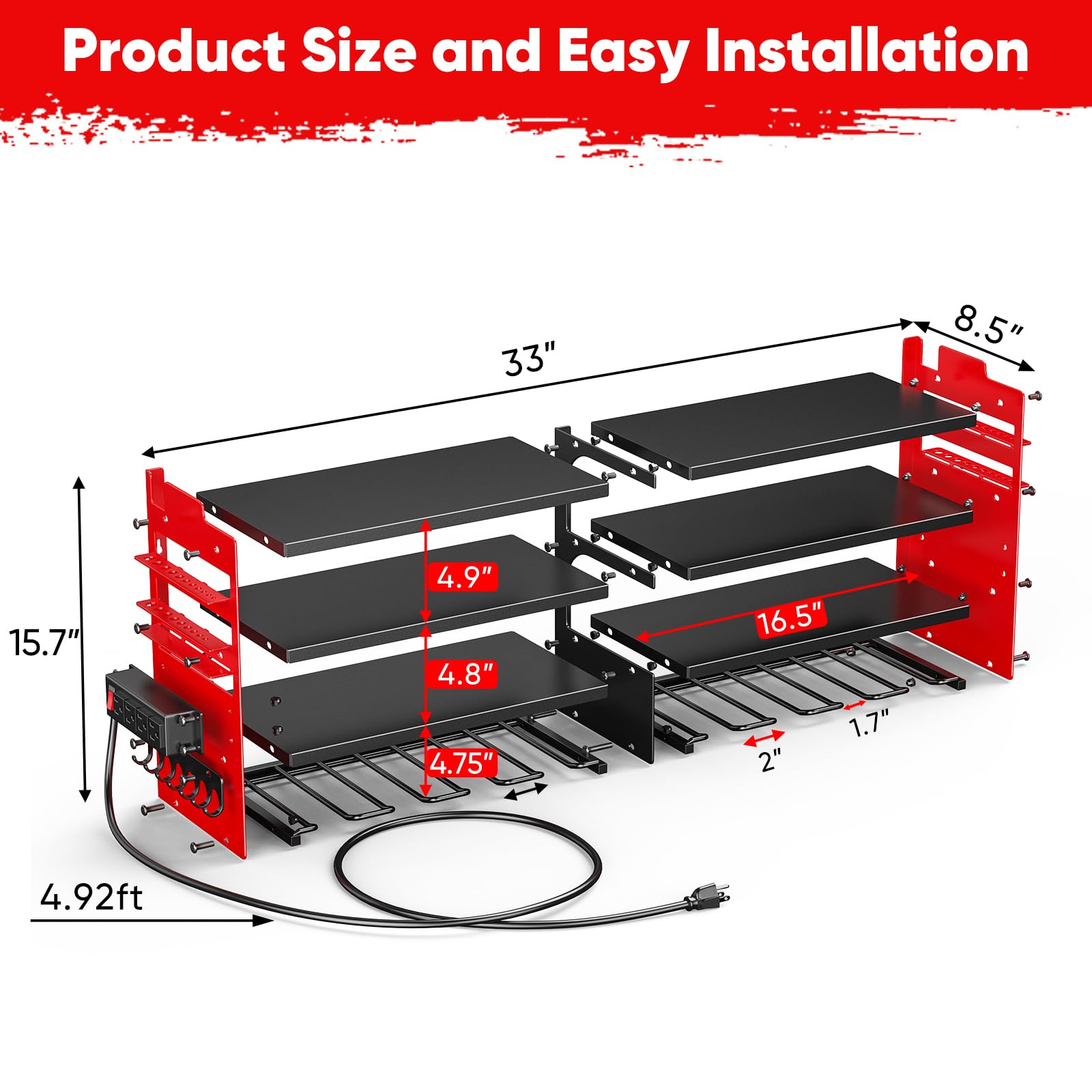 POKIPO large battery rack with a 6.5-foot cord for convenient charging