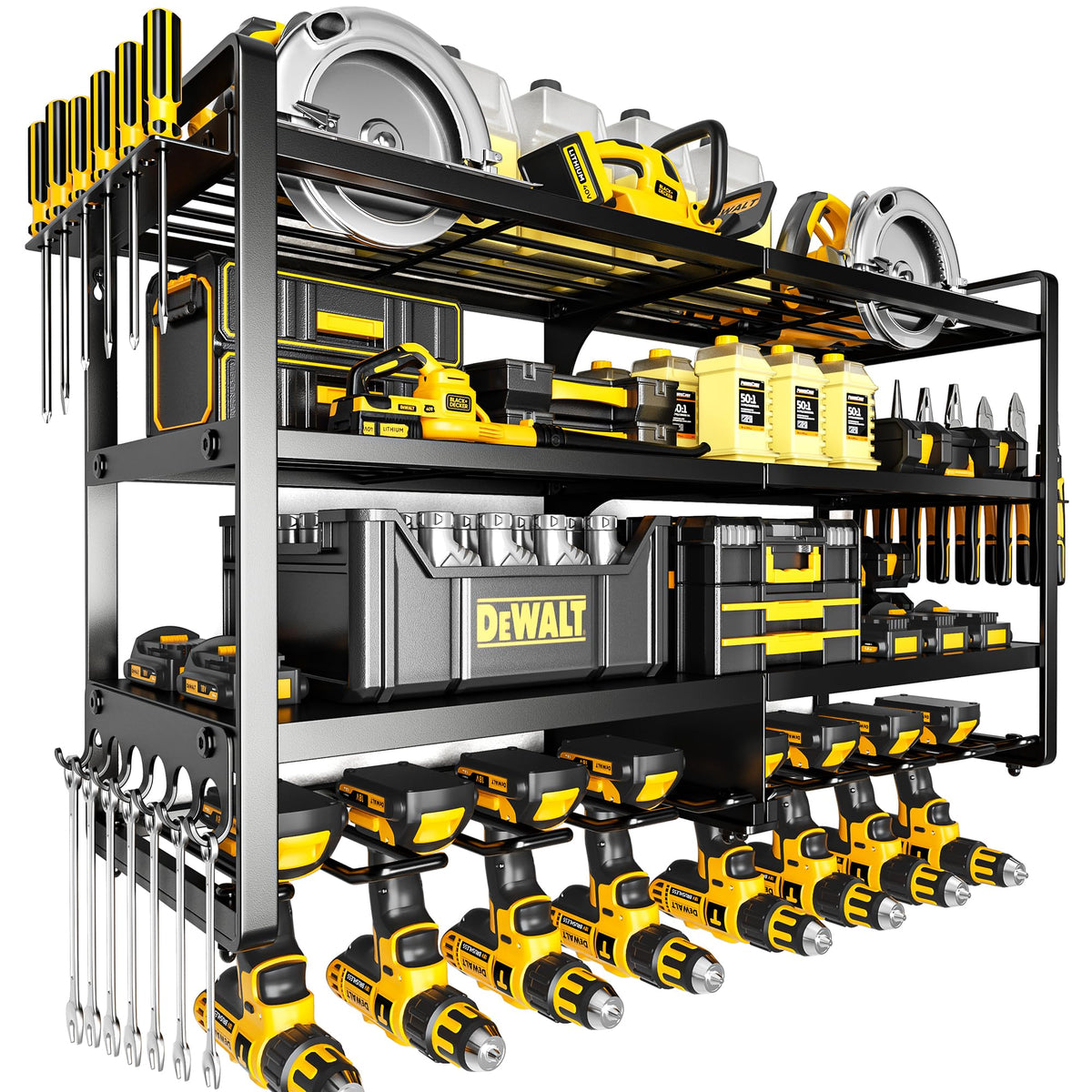 POKIPO power tool organizer wall mount, sturdy for garage storage