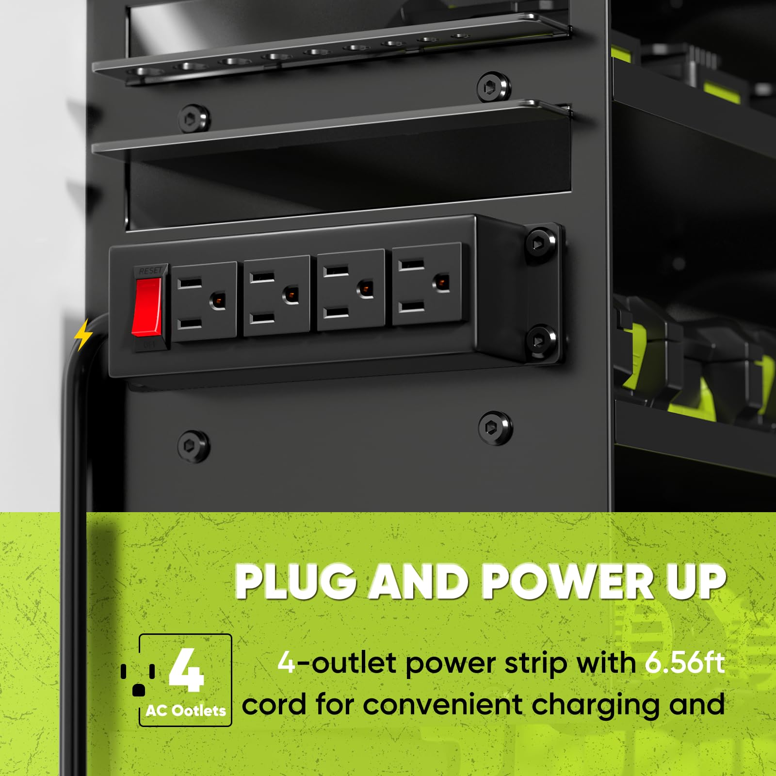 POKIPO charging station keeps drills ready with convenient on-shelf charging.