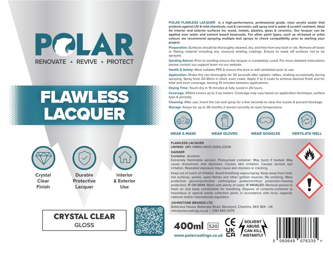Polar Clear Gloss Flawless Lacquer Spray topcoat sealer for lasting shine