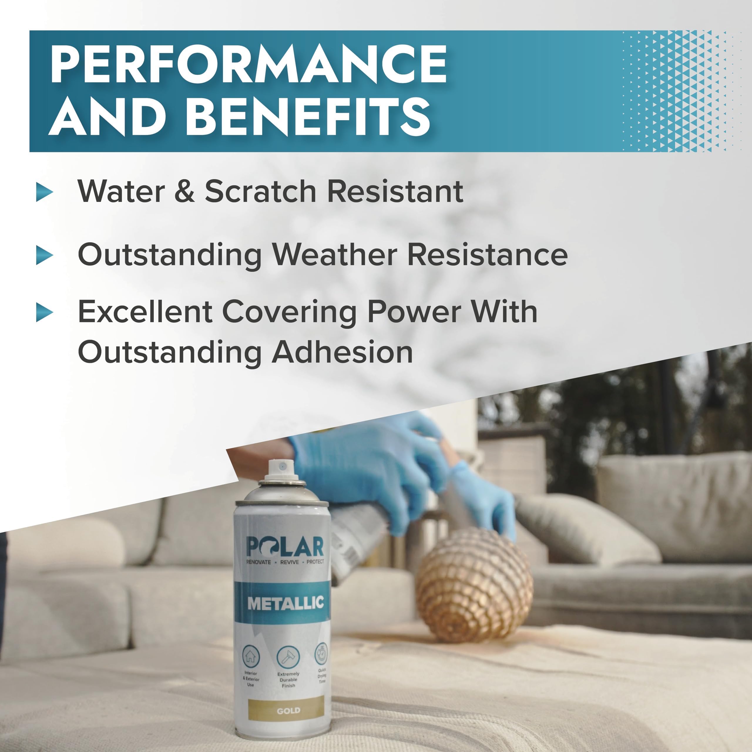 Glass ornament coated with Polar Metallic Gold Spray Paint showcases smooth, even coverage.