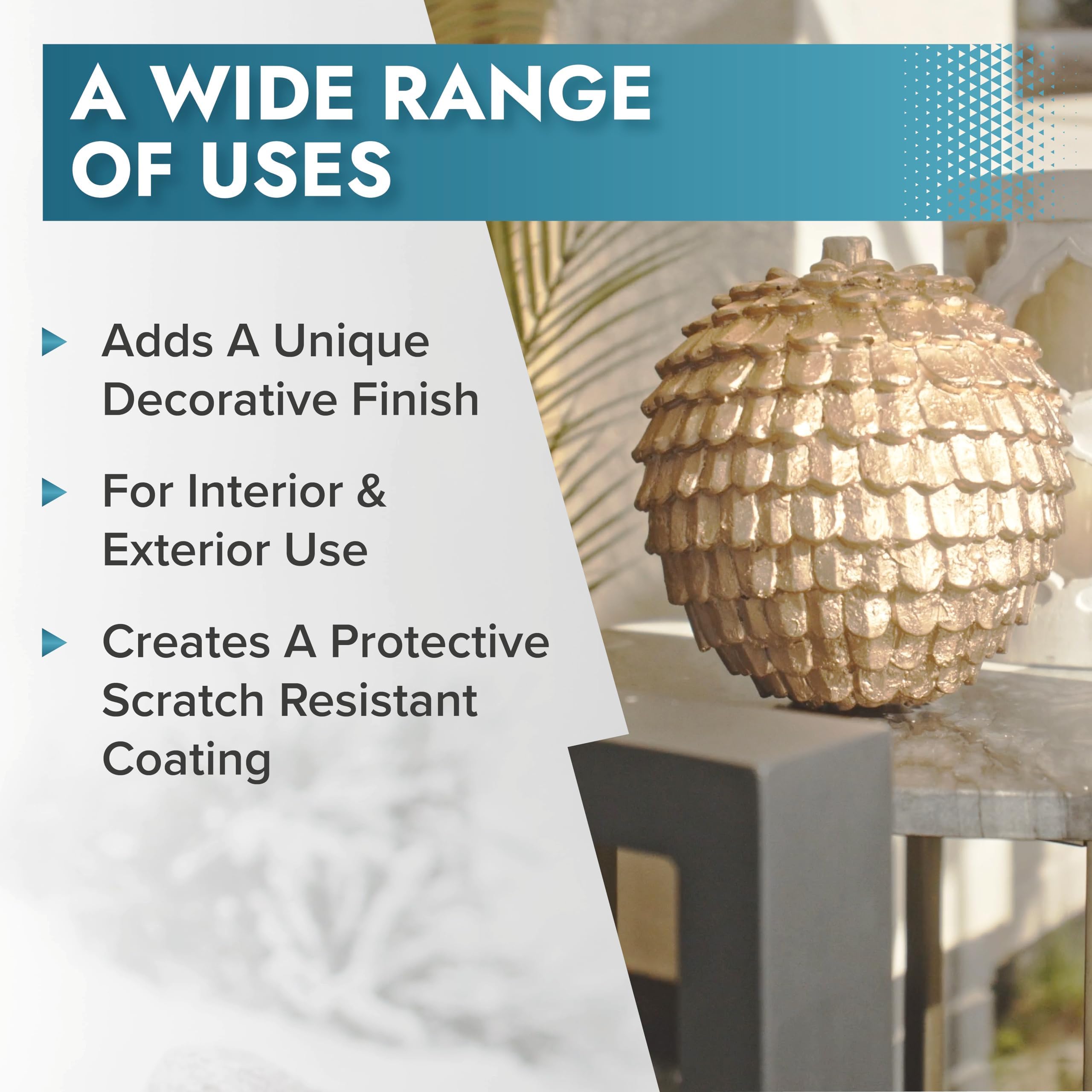 Polar Metallic Gold Spray Paint on a candle holder reveals radiant metallic sheen.