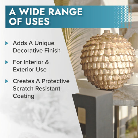Polar Metallic Gold Spray Paint on a candle holder reveals radiant metallic sheen.