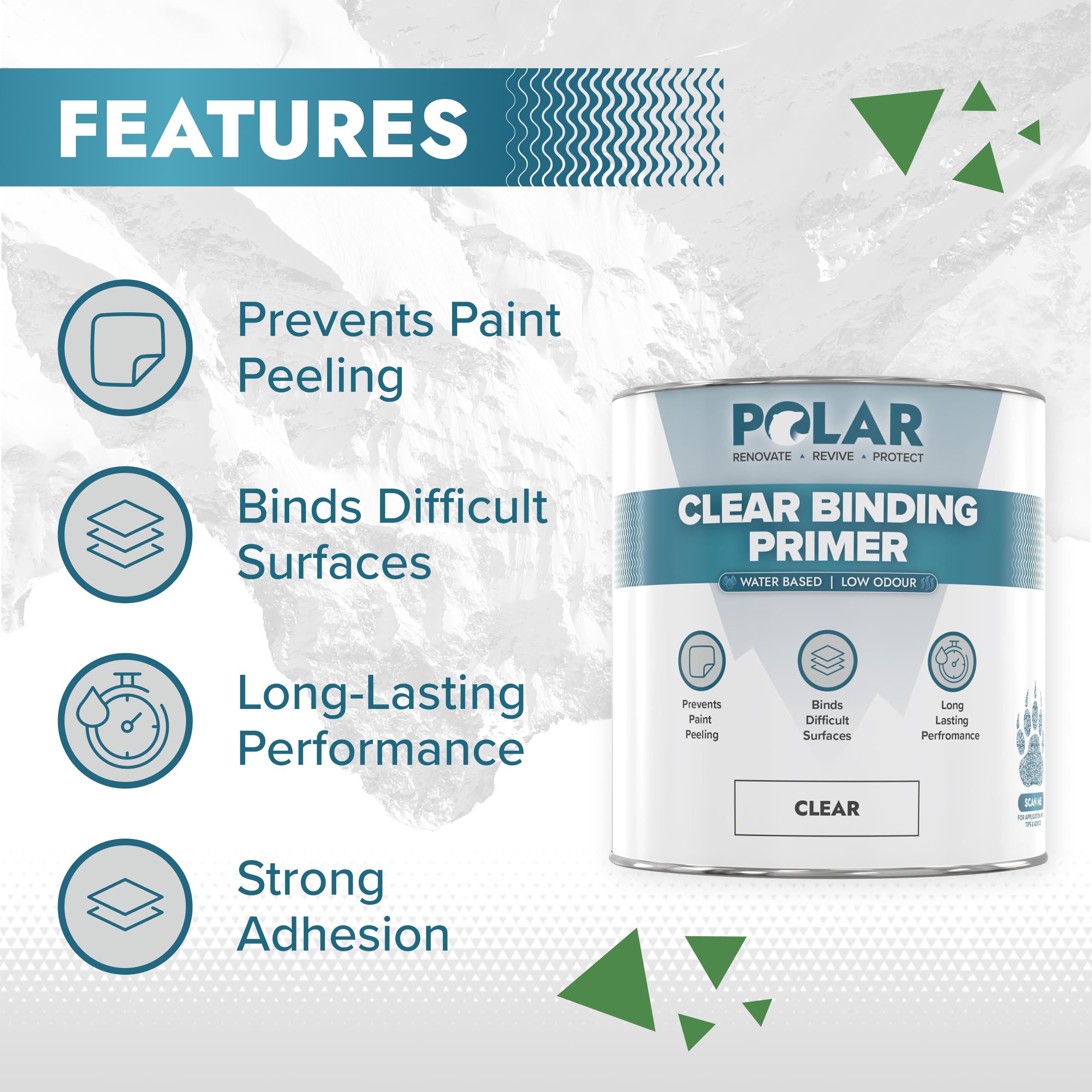 Polar Clear Binding Primer on cement prep exterior walls with breathable protection