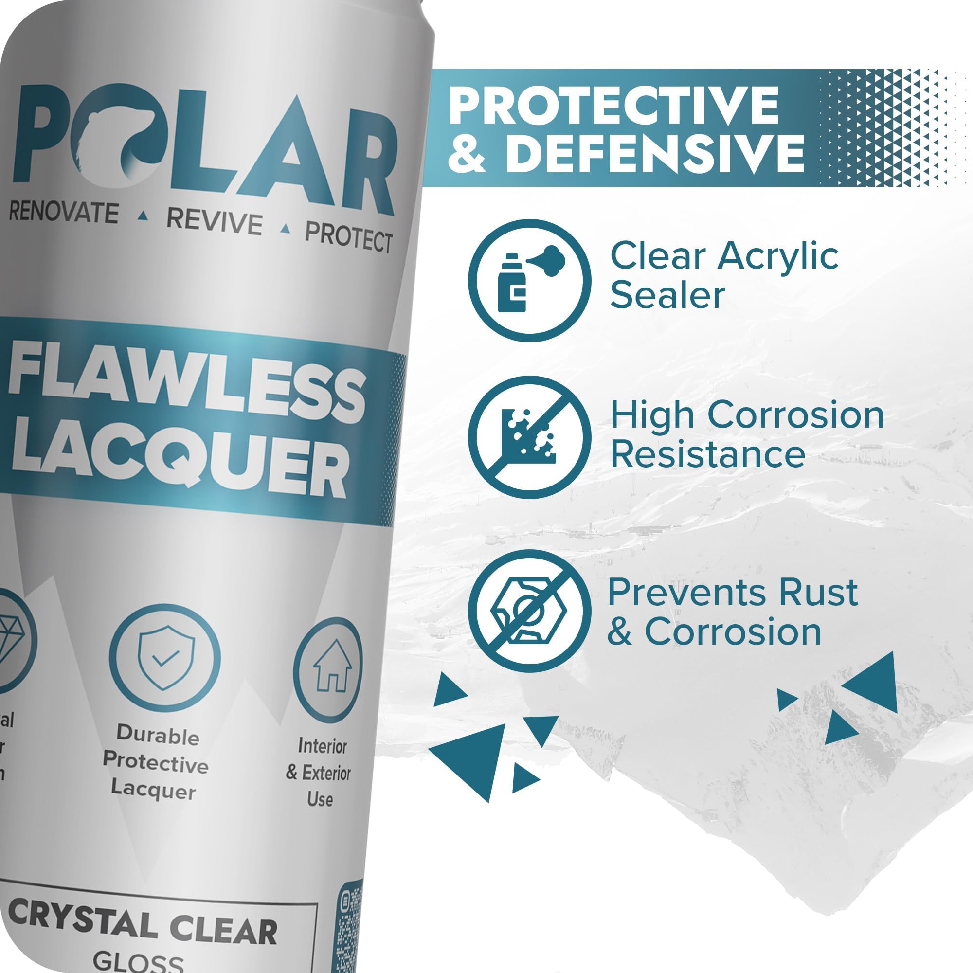 Polar Clear Gloss Lacquer Spray on metal surface providing scratch resistance and shine