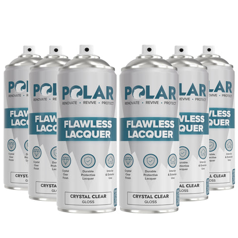 Polar Clear Gloss Lacquer Spray on wood surface for durable, high-gloss protection