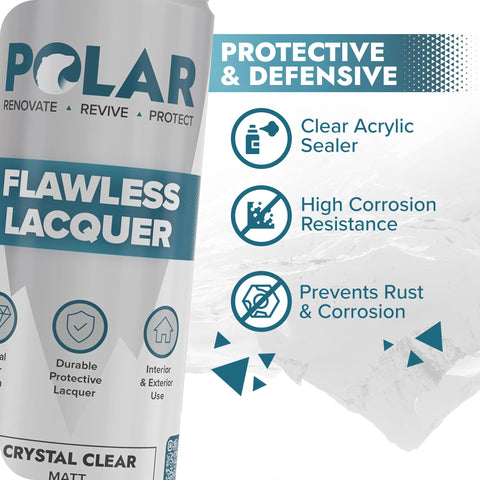 Polar Clear Matte Lacquer on wood finish protects grain with a smooth satin sheen