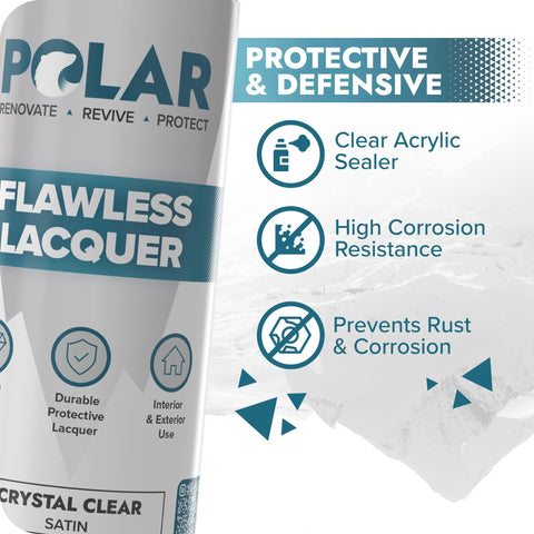 Polar Clear Satin Flawless Lacquer Spray nozzle dispensing coat quickly
