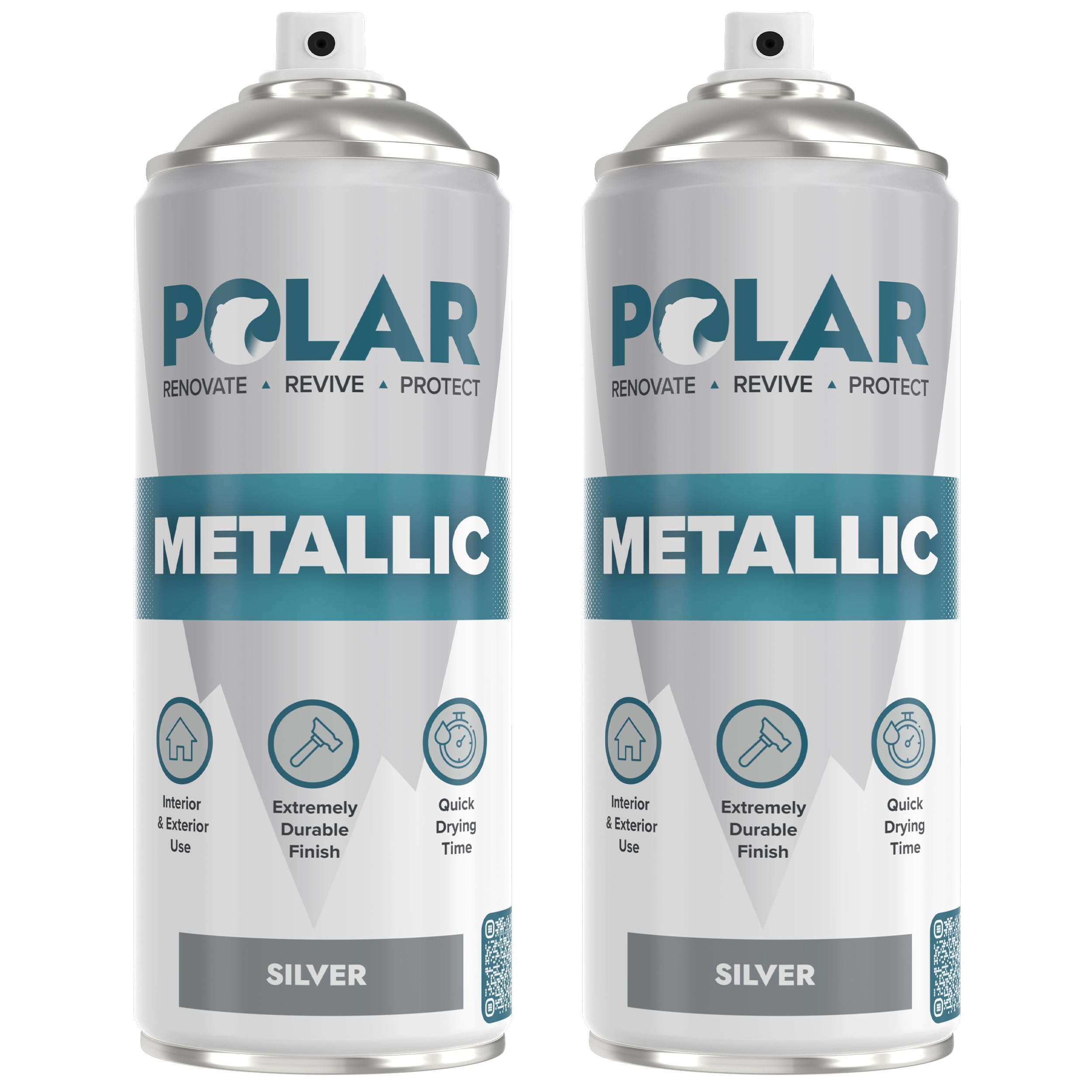 Polar Specialist Coatings Polar Metallic Silver Spray Paint bottle-application offers quick-dry, even coverage.