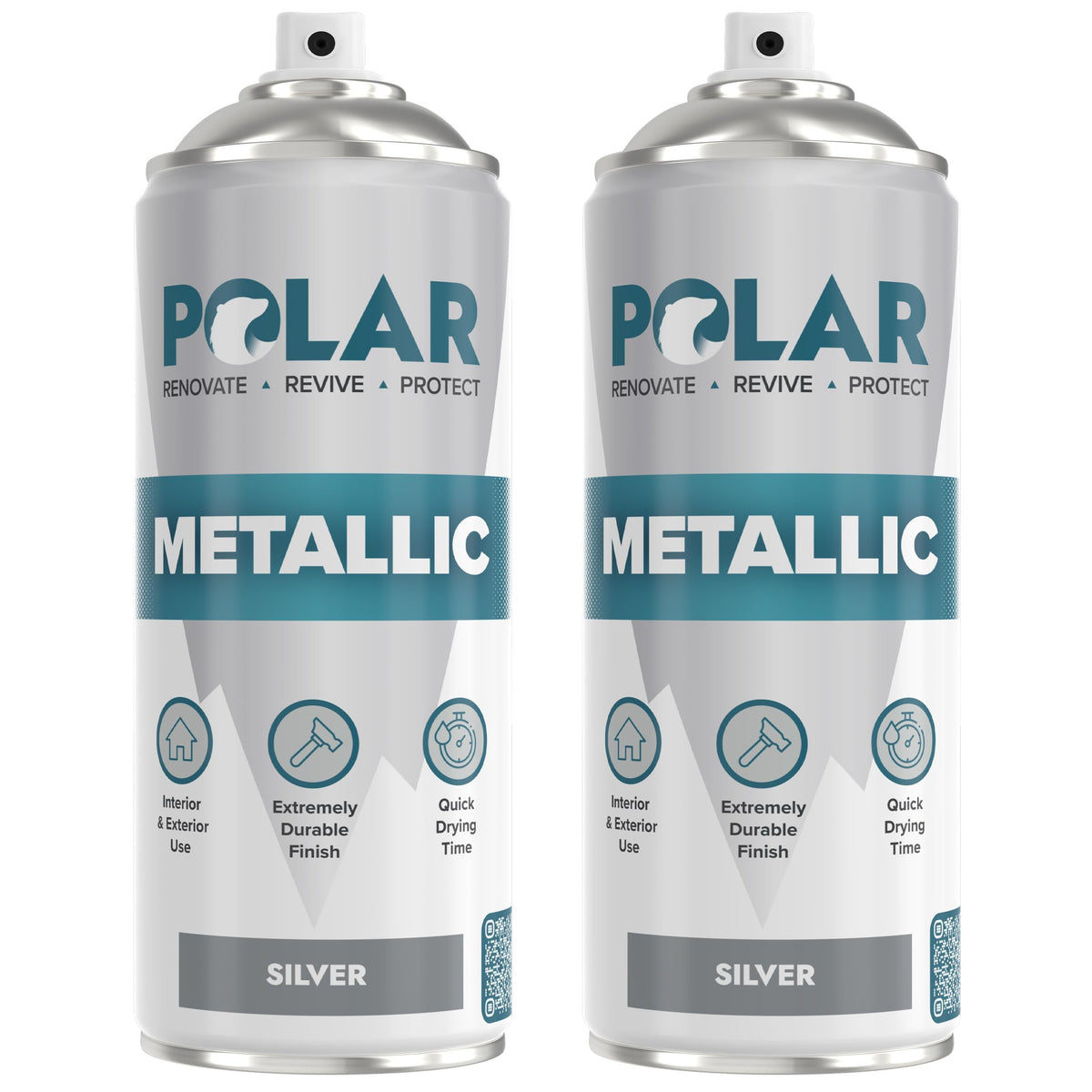 Polar Specialist Coatings Polar Metallic Silver Spray Paint bottle-application offers quick-dry, even coverage.