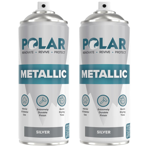 Polar Specialist Coatings Polar Metallic Silver Spray Paint bottle-application offers quick-dry, even coverage.