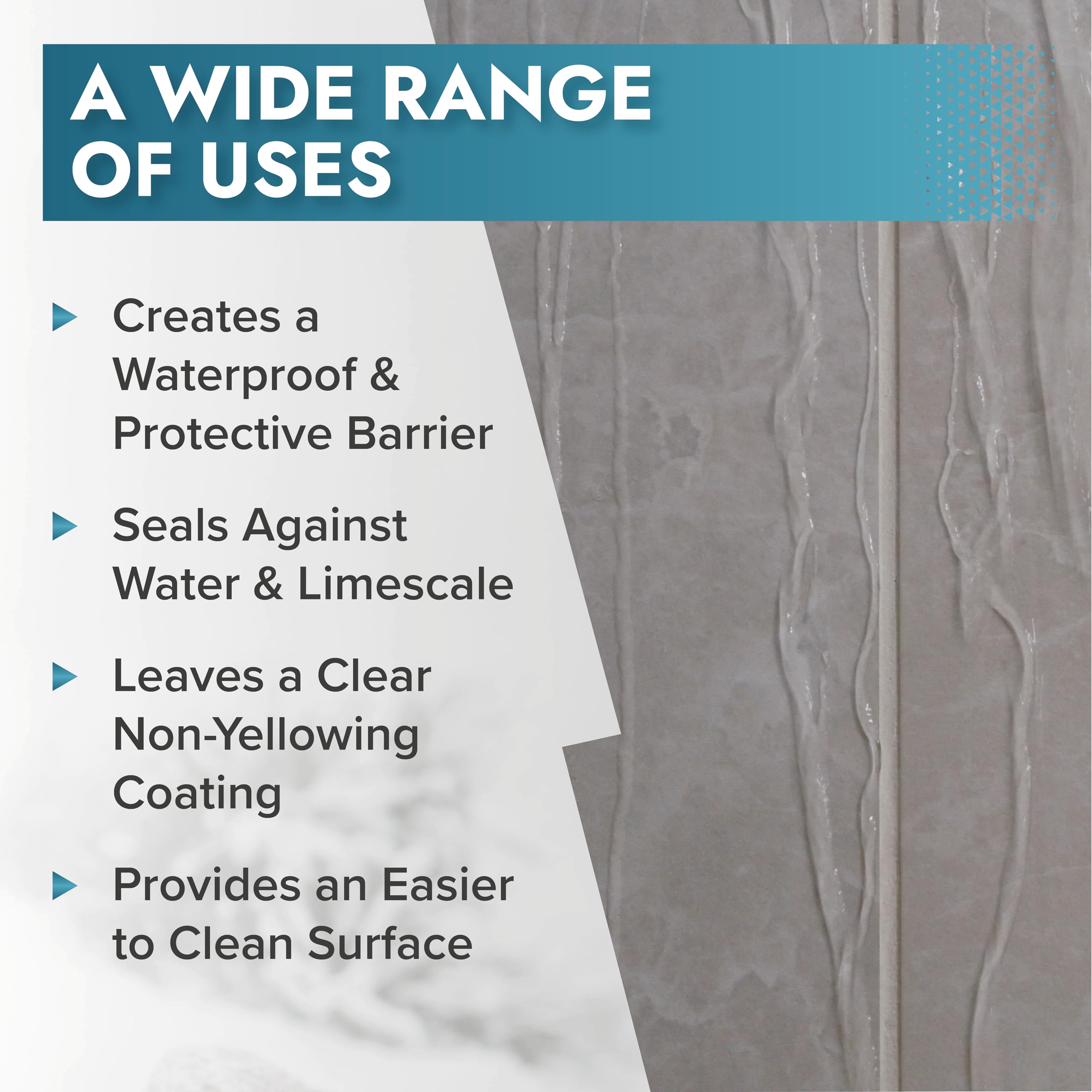 Grout lines close up show crystal clear finish after sealer application