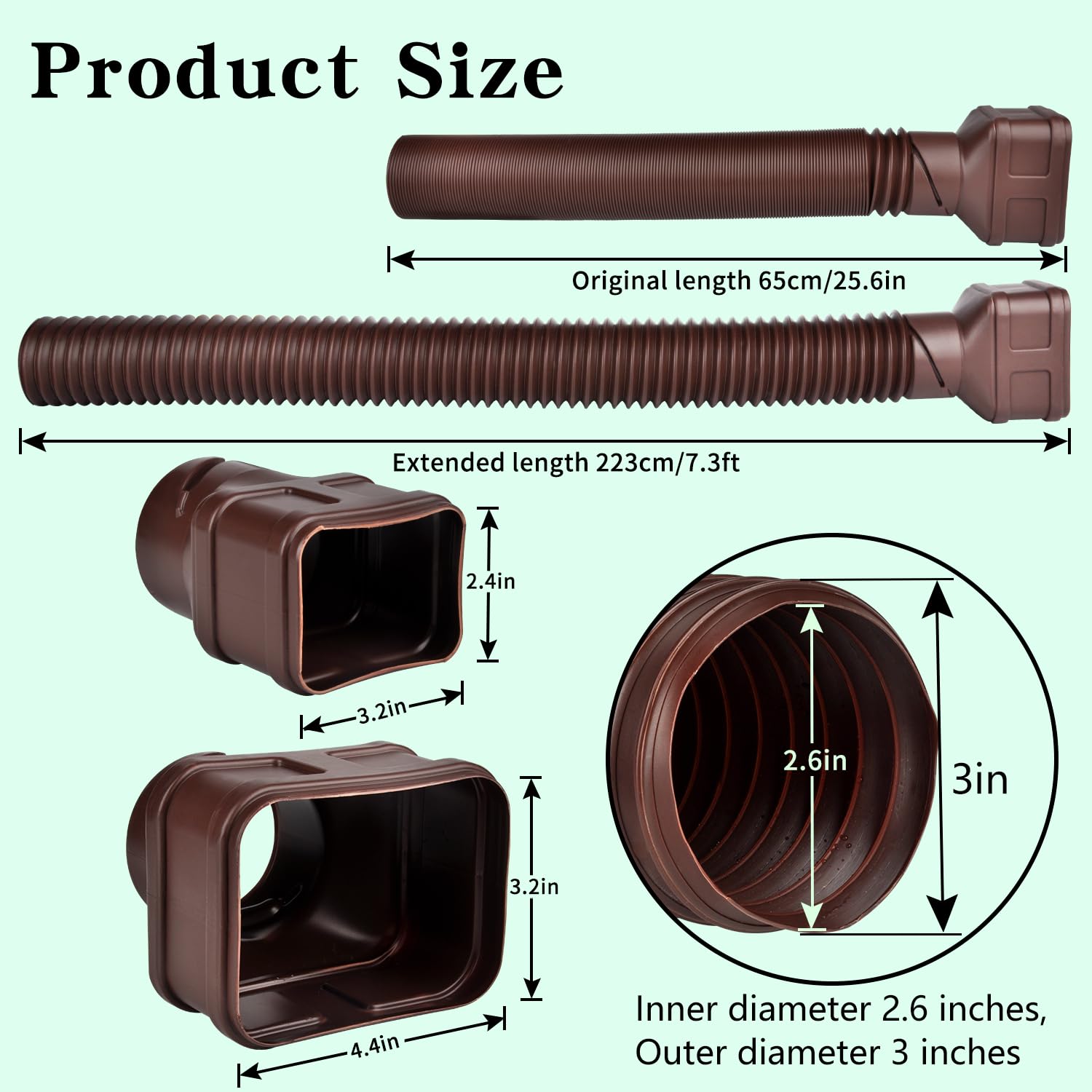 POLARDAYS 3x4-inch downspout connector; includes screws for a solid fit.