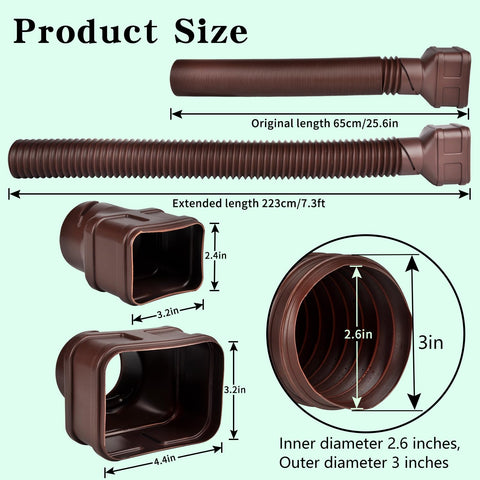 POLARDAYS 3x4-inch downspout connector; includes screws for a solid fit.
